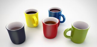Coffee mugs or colorful coffee cups