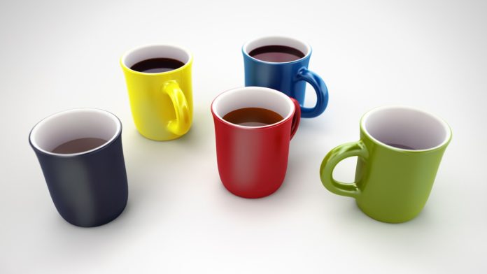 Coffee mugs or colorful coffee cups