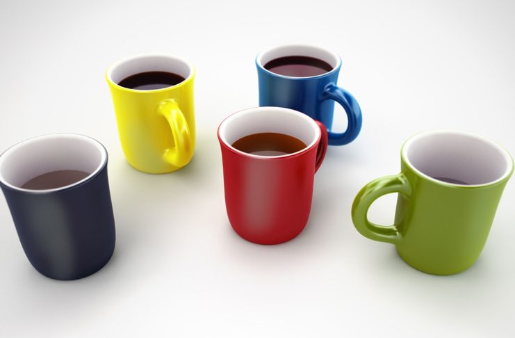 Coffee mugs or colorful coffee cups