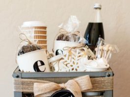 Chrstmas gift ideas basket of coffee