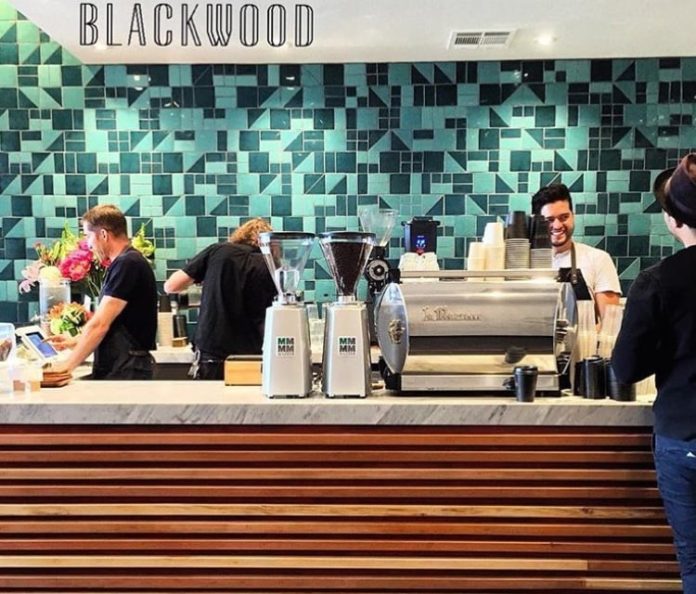 Coffee Bar Counter with Baristas at the Blackwood Coffee Bar in California