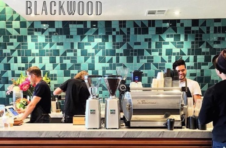 Coffee Bar Counter with Baristas at the Blackwood Coffee Bar in California