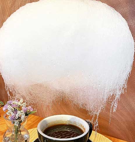 coffee with floating cotton candy