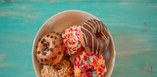 Bowl of assorted mini donuts