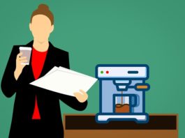 Coffee machine in the office infographic.