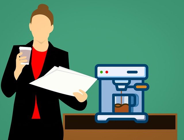Coffee machine in the office infographic.