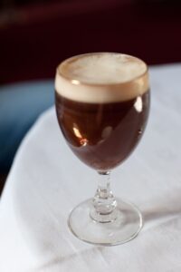 Irish coffee in a glass