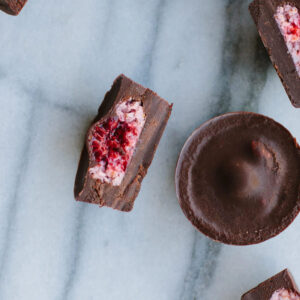 Raspberry-Coconut Dark Chocolate Cups