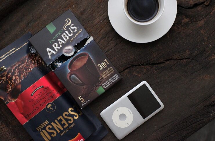 Instant coffee pack on the table