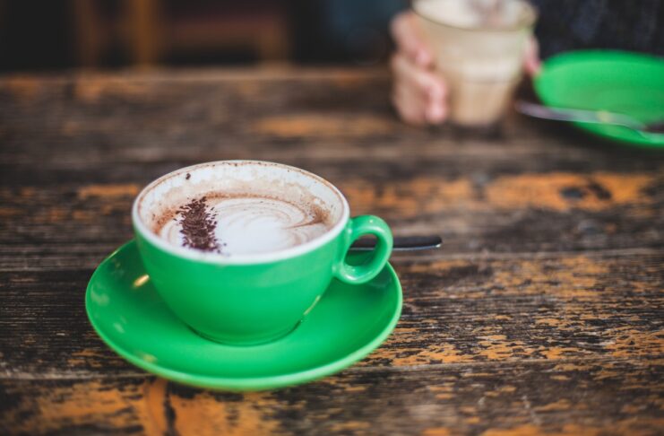 Coffee in a green cup on St Patrick’s Day