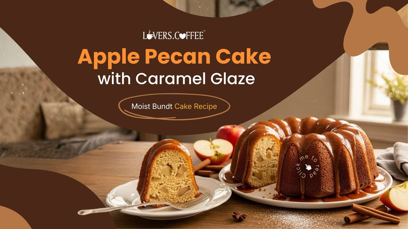 Apple Pecan Cake with Caramel glaze