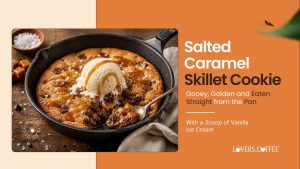 salted caramel skillet cookie