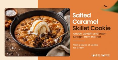 salted caramel skillet cookie