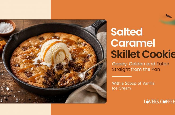 salted caramel skillet cookie